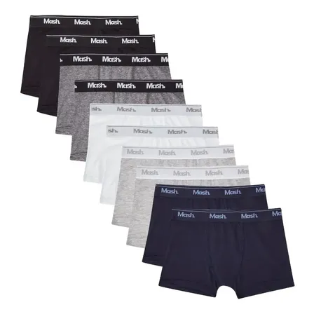 Kit Com 10 Cuecas Infantis Meninos Modelagem Boxer Mash 2 Brancas 2 Marinho 2 Pretas 2 Mesclas 2 Chumbo Liso G