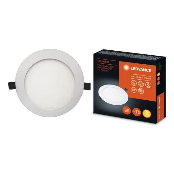 Panel Led Embutir 18w Luz Cálida Ledvance Redondo - E. A. -