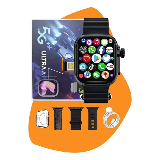 Smartwatch Microwear Ultra 4 Ai 5g Com Chip Android 9 2026 Caixa Preto