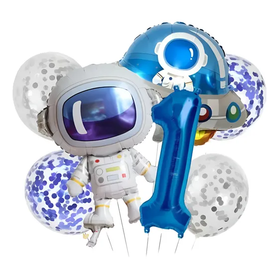Decoración Globo Cumpleaños Astronauta Nave Espacial +número