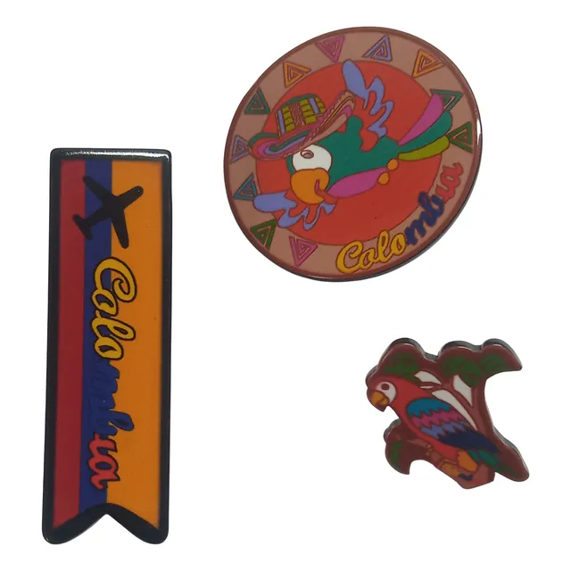 Pqx3 Prendedor Broche Pin Acrílico Souvenir Regalo Colombia