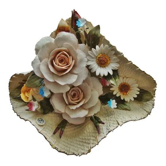 Arreglo Foral De Porcelana Fina Capo Dimonti Nuevo100 Verdes