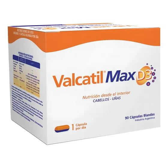 Suplemento Dietario Cabello Y Uñas Valcatil Max D3 X90 Caps