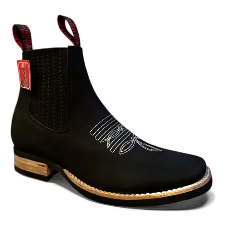 Botin Vaquero 100%piel Terminado Nobuck Suela Cosida Caoba