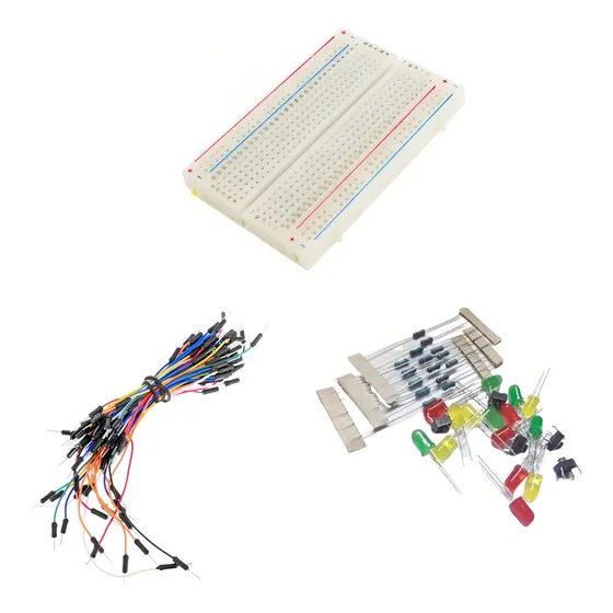 Kit Protoboard 400 Pontos 100 Resistores 15 Leds 5 Botôes 65 Jumpers Arduino Raspberry Pi