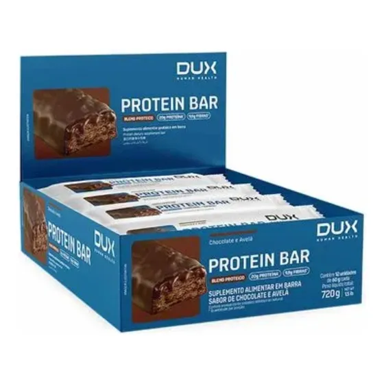 Protein Bar 20g De Proteína 12un De 60g - Dux Nutrition Sabor Chocolate E Avelã