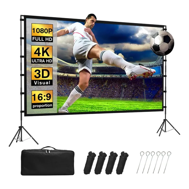 Pantalla De Proyector De 120 Pulgadas Con Soporte Plegable