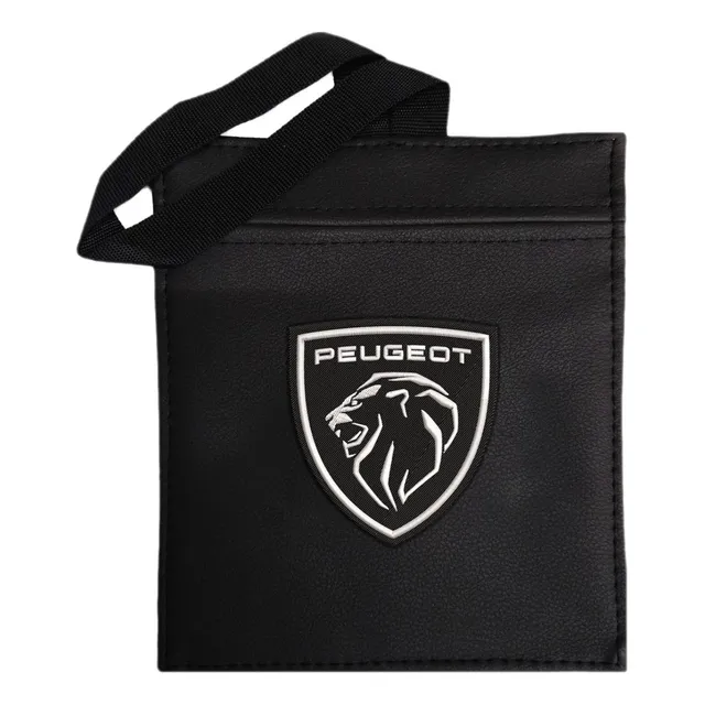 Bolsa  De Basura Para Carro Peugeot  Logo Blanco Con Negro