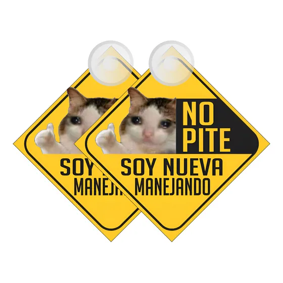 Aviso Letrero No Pite Soy Nueva Manejando Gato Carro X 2und