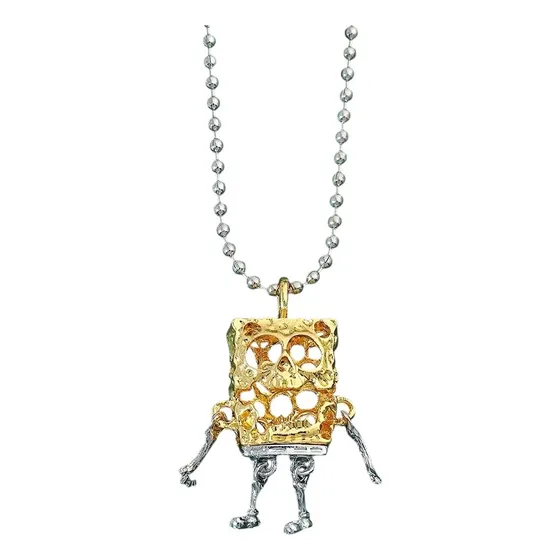 Collar Esqueleto Bob Esponja Collar Dije Bob Esponja Regalo Dorado Con Plateado