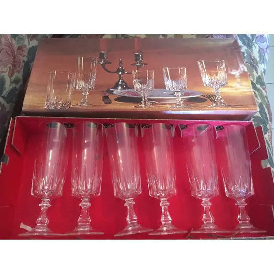 Juego De 6 Copas Champagne Cristal Francés  En Caja Nuevas