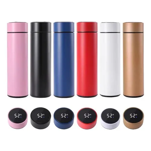 Termo Inteligente Digital Lector De Temperatura Pantalla Led Color Dorado 500 Ml