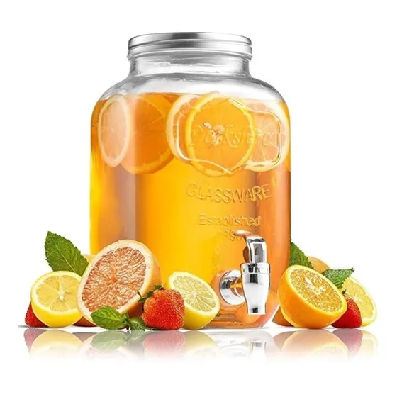 -20% Dispensador Bebidas De Vidrio Con Tapa Y Grifo 1 Galon