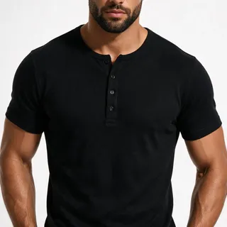 J Silver Camiseta Henley Masculina Jsilver Slim Manga Curta 4 Botões