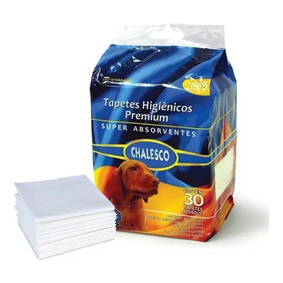 Chalesco Premium tapete higiênico absorvente para cães 30un Branco