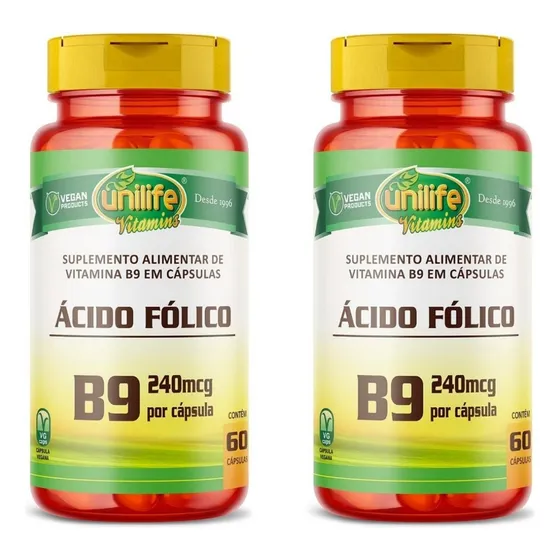 Ácido Fólico Vitamina B9 Unilife (120 Cápsulas) 