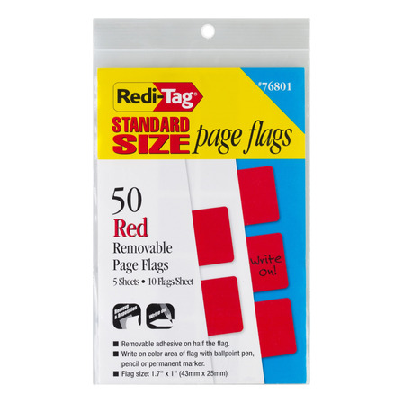Banderitas Adhesivas De Color Rojo, Redi-tag, Paquete C/100 Banderitas Adhesivas De Color Rojo, Redi-tag, Paquete C/100