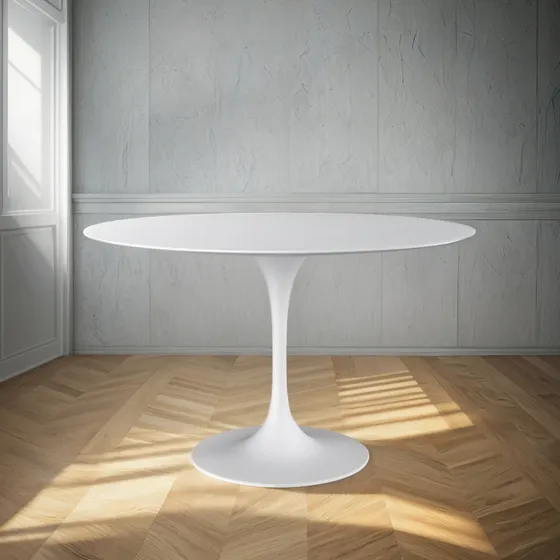 Mesa Tulip Redonda 80 Cm De Diámetro Madera Laqueada Mdf