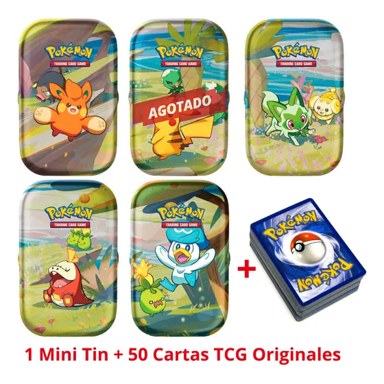 Mini Tin + 50 Cartas Pokémon Tcg Originales - Sin Duplicados
