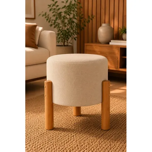 Puff Rolha Daf Tecido Veludo 32x45x32cm Base Madeira Pinus Cor