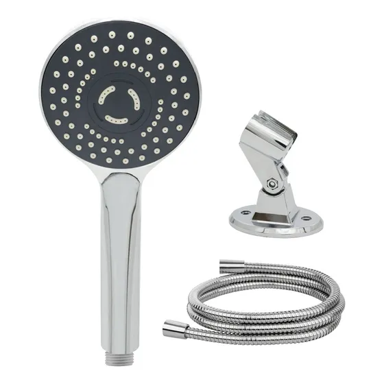 Juego De Ducha Rimini Maneral + Flexible + Soporte Stretto Color Cromo