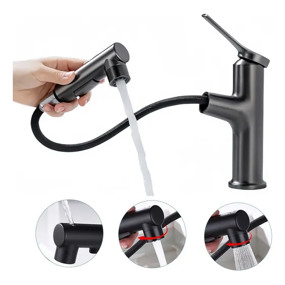 Grifo Baño Monomando Mezclador Para Lavabo Acero Inoxidable