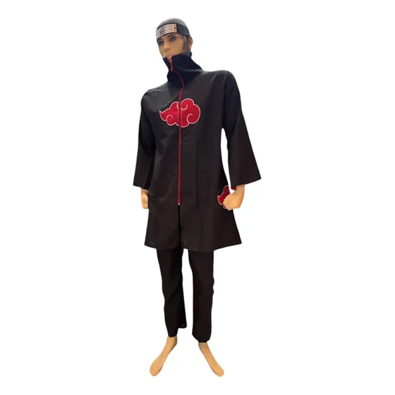 Disfraz De Cosplay Akatsuki Sasuke Fuego Sombra Capa + Banda