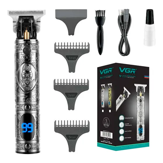Corta Pelo Profesional Vgr Lavable Inalámbrica + Accesorios Color Plateado