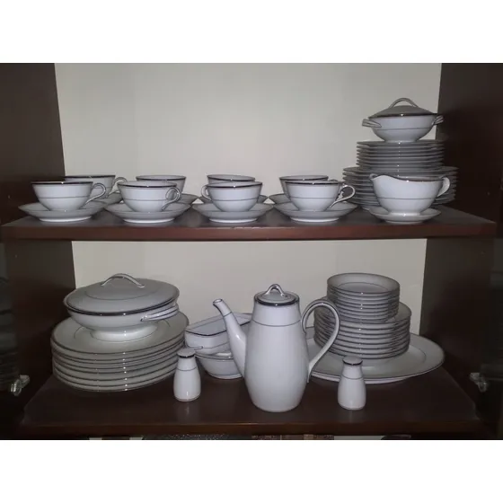 Vajilla Porcelana Renaware Zylstra Borde Platino 8 Puestos