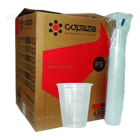 Copo 180ml Descartavel Plastico Agua Copaza C/2500 Transpare