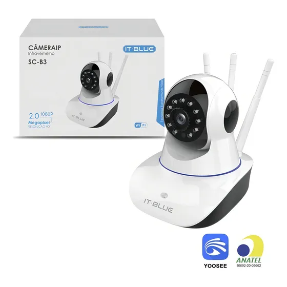 Câmera De Vigilância Ip Infravermelho Wifi 3 Antenas Cor Branco