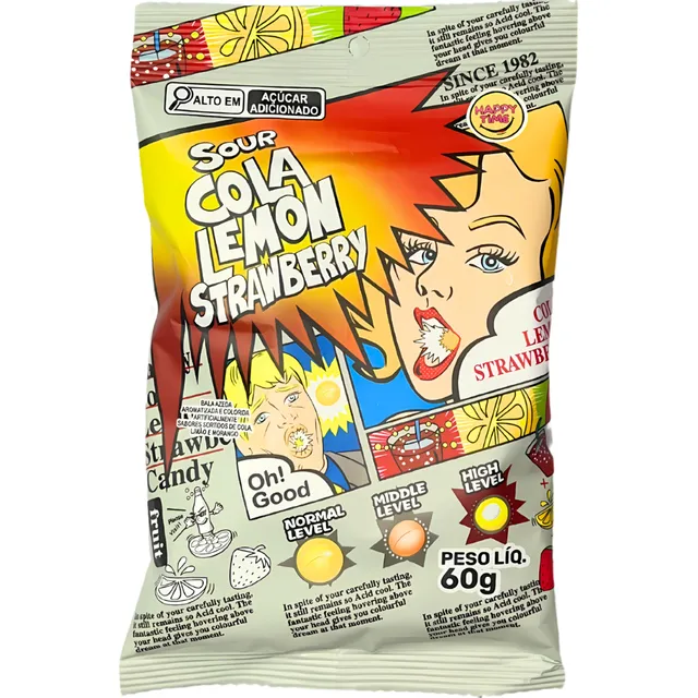 Pacote Balas Sortidas Super Lemon - Cola - Strawberry 60g