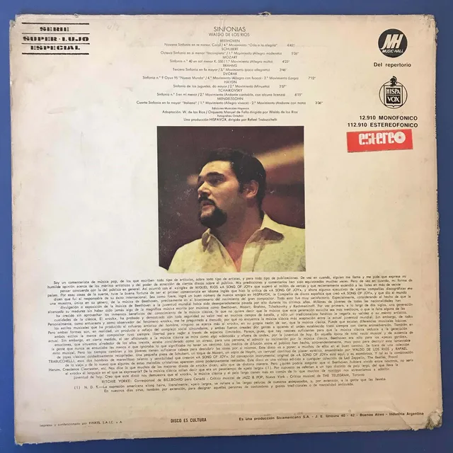 Disco Vinilo Sinfonías Waldo De Los Ríos Beethoven