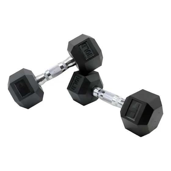 2 Mancuernas 10 Lb 4.53 Kg C/u Kit Set Pesas Hexagonales Pro Negro