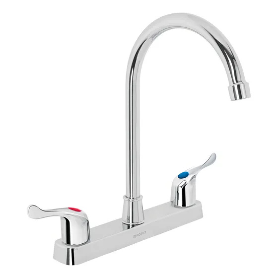 Mezcladora De Abs P/fregadero Cuello Alto Palanc Foset 48194 Color Plateado
