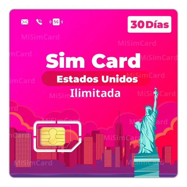Sim Card Estados Unidos Usa Datos Ilimitados X 30 Dias