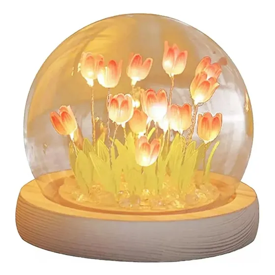 Lámpara De Noche Led Con Diseño De Tulipán 