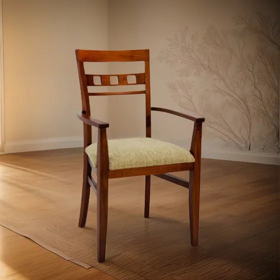 Silla Con Apoyabrazos Madera Lustre Y Tapizado A Eleccion 