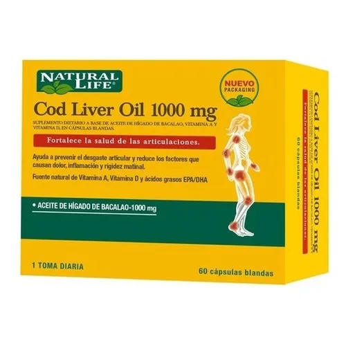 Natural Life Cod Liver Oil 1000mg Aceite Higado De Bacalao Sabor Sin sabor
