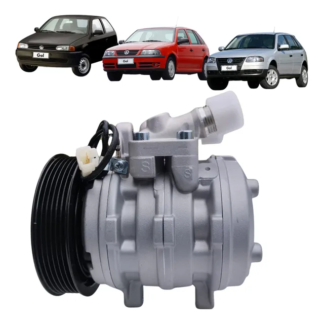 Compressor Ar Gol G2 G3 G4 1.0 10p08 Polia 6pk R134a