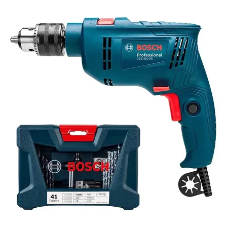 Furadeira Impacto 1/2 Pol 550w Kit De Pontas 41 Peças Bosch