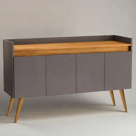 Aparador Luxo Moderno 4 Portas Para Sala Prateleira Interna