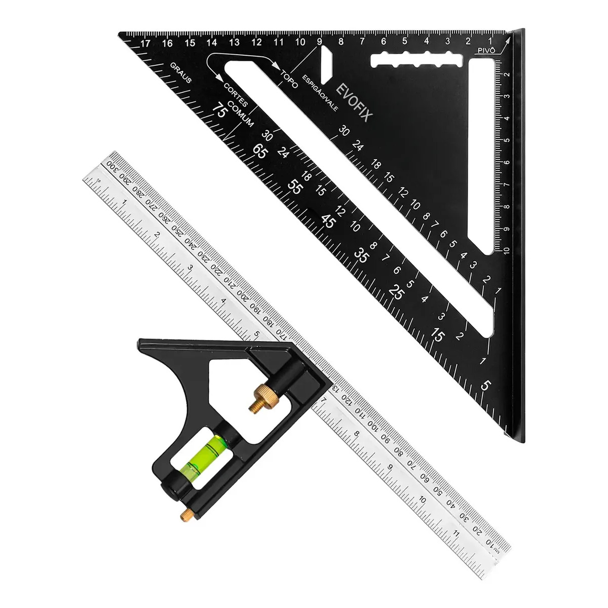 Kit Esquadro Profissional Combinado Com Nível e Esquadro Rápido Triangular Para Medição