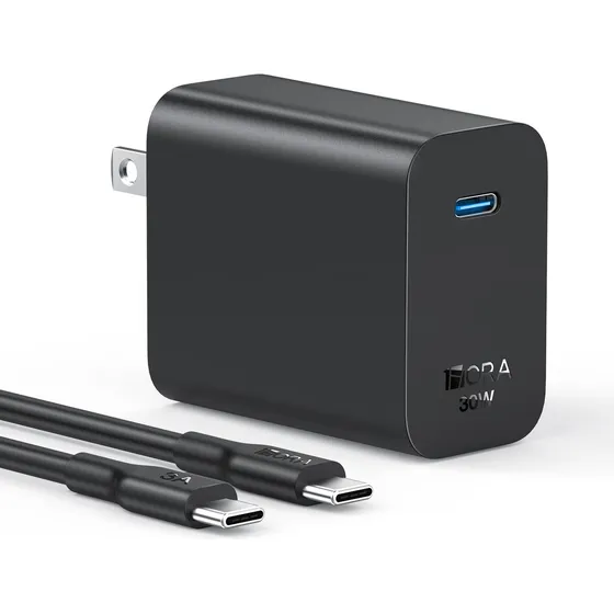 Cargador USB C PD 30W 1Hora Tipo C Carga Super Rápido con Cable 1M Tipo C a C Compatible con iPhone 16 15 Pro Max/Samsung/Motorola/Xiaomi/ZTE