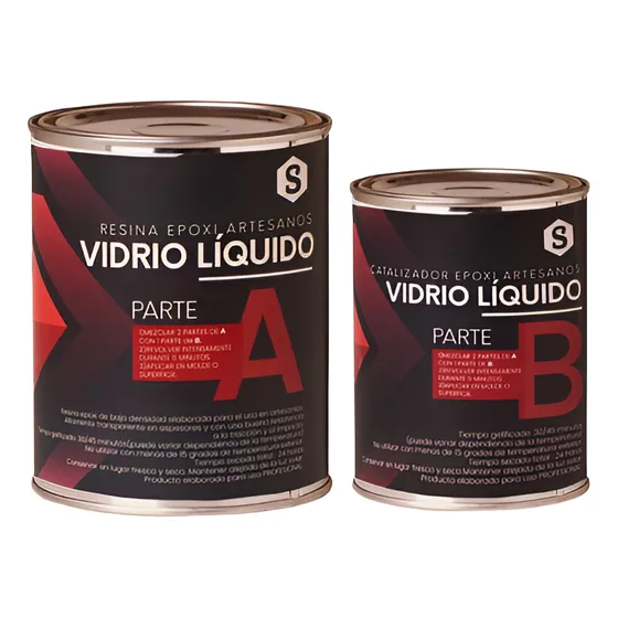 Vidrio Liquido Resina Cristal Epoxi Servifibras A+b Baja Viscosidad Ideal Artesanías