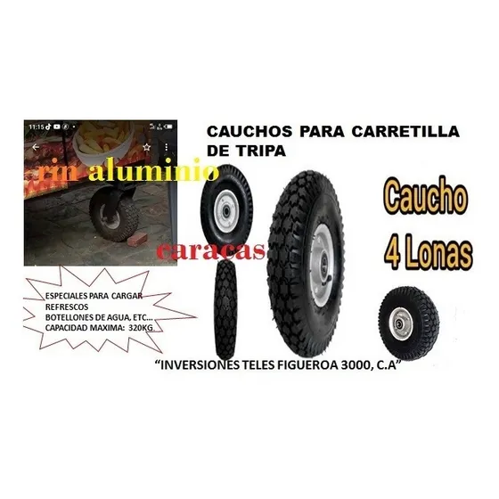 Ruedas Caucho Tripa 4 Lonas Carretilla Carrucha Caracas