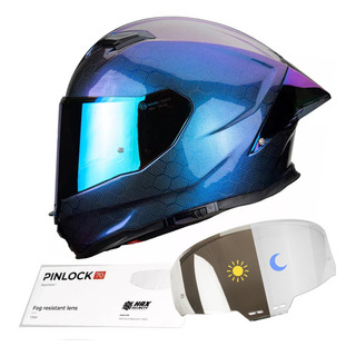 Casco Moto Hax Force Carbon Snake Aurora Mujer Hombre Ece06 Casco Moto Hax Force Carbon Snake Aurora Mujer Hombre Ece06