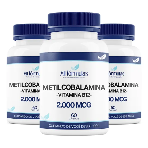 Vitamina B12 2.000mcg 60 Cápsulas - Kit 3 Frascos