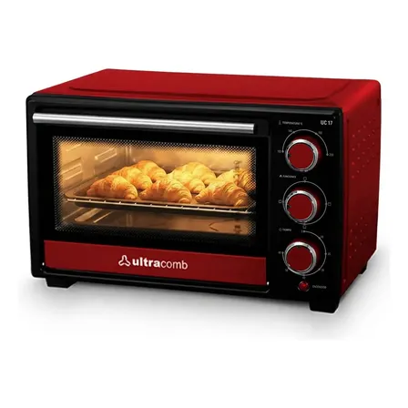Horno Eléctrico de Mesa Ultracomb Uc-17 17litros Color Rojo/Negro 1280W con bandeja y rejilla