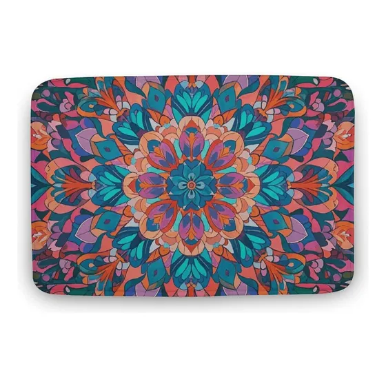 Alfombra Baño Bohemia Psicodelica Diseño Pavo Real Mandala X